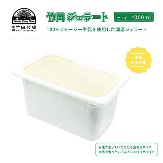竹田ジェラート|濃厚ミルク味|4000ml お得サイズ