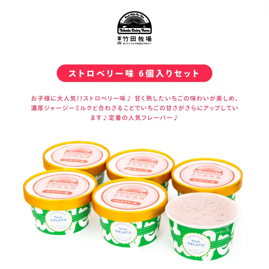 竹田ジェラート|ストロベリー味 6個セット|カップ