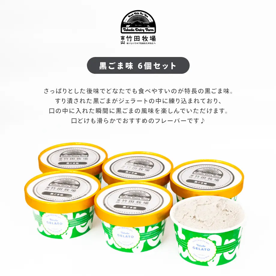竹田ジェラート|黒ごま味 6個セット|カップ